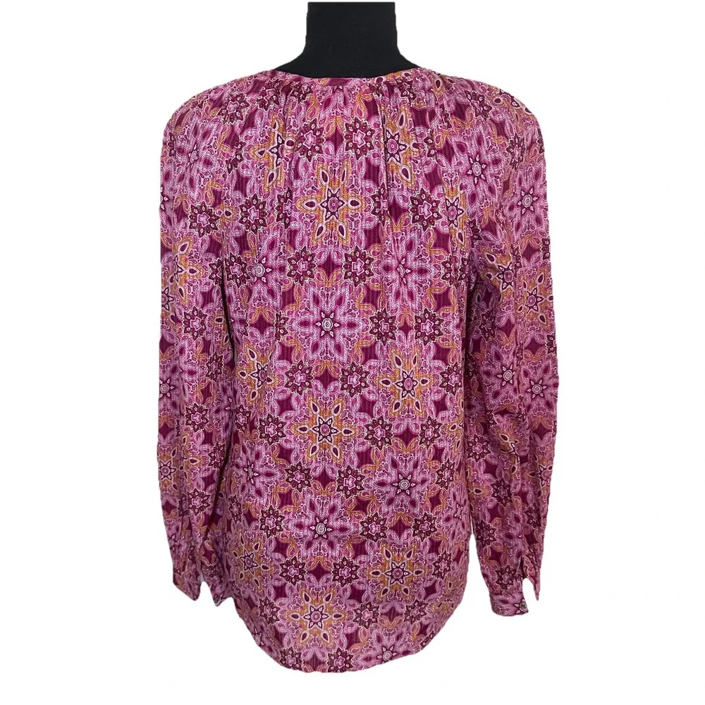 Robert Graham Women's SMALL Pink‎ Purple Beaded Embroidered Paisley Boho Blouse